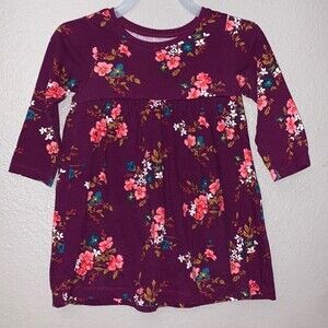 Old Navy baby maroon floral dress size 12-18 baby doll cut